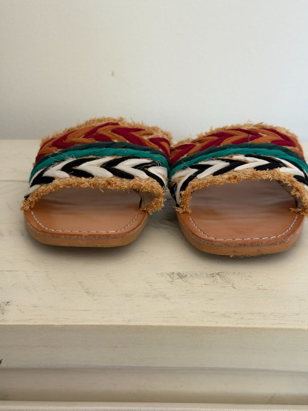 Dolce Vita Boho Raffia Slide Sandals Size 7. Woven Embroidered. Worn Once - Picture 5 of 11